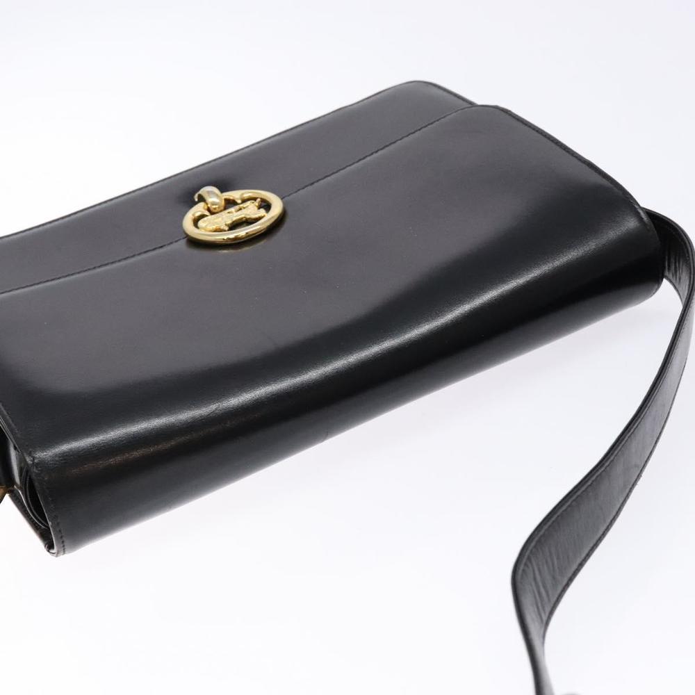 CELINE Horse Carriage Shoulder Bag Leather Black Gold Auth ki5948 - Picture 6 of 16